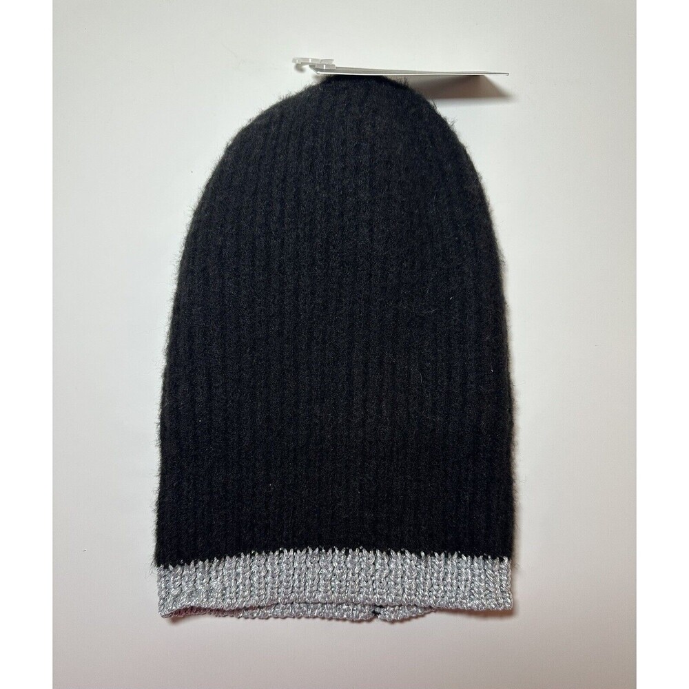 Nordstrom Rack Black‎ Beanie Silver Detailing Women's One Size NWT